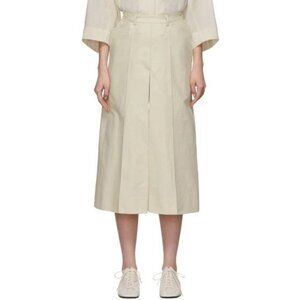 Lemaire Linen Pleated Shorts Size 34 2 XS Womens Off-White Culotte $640